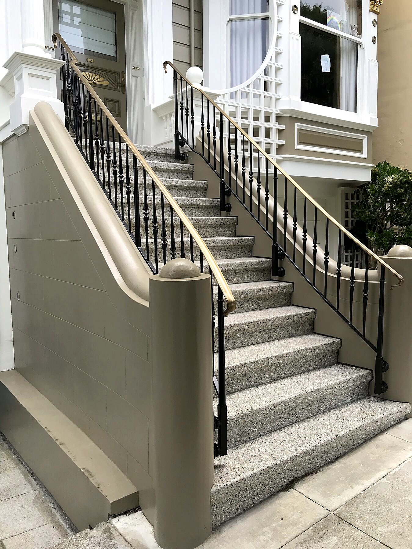 Brass entry stair railing, San Francisco Victorian home